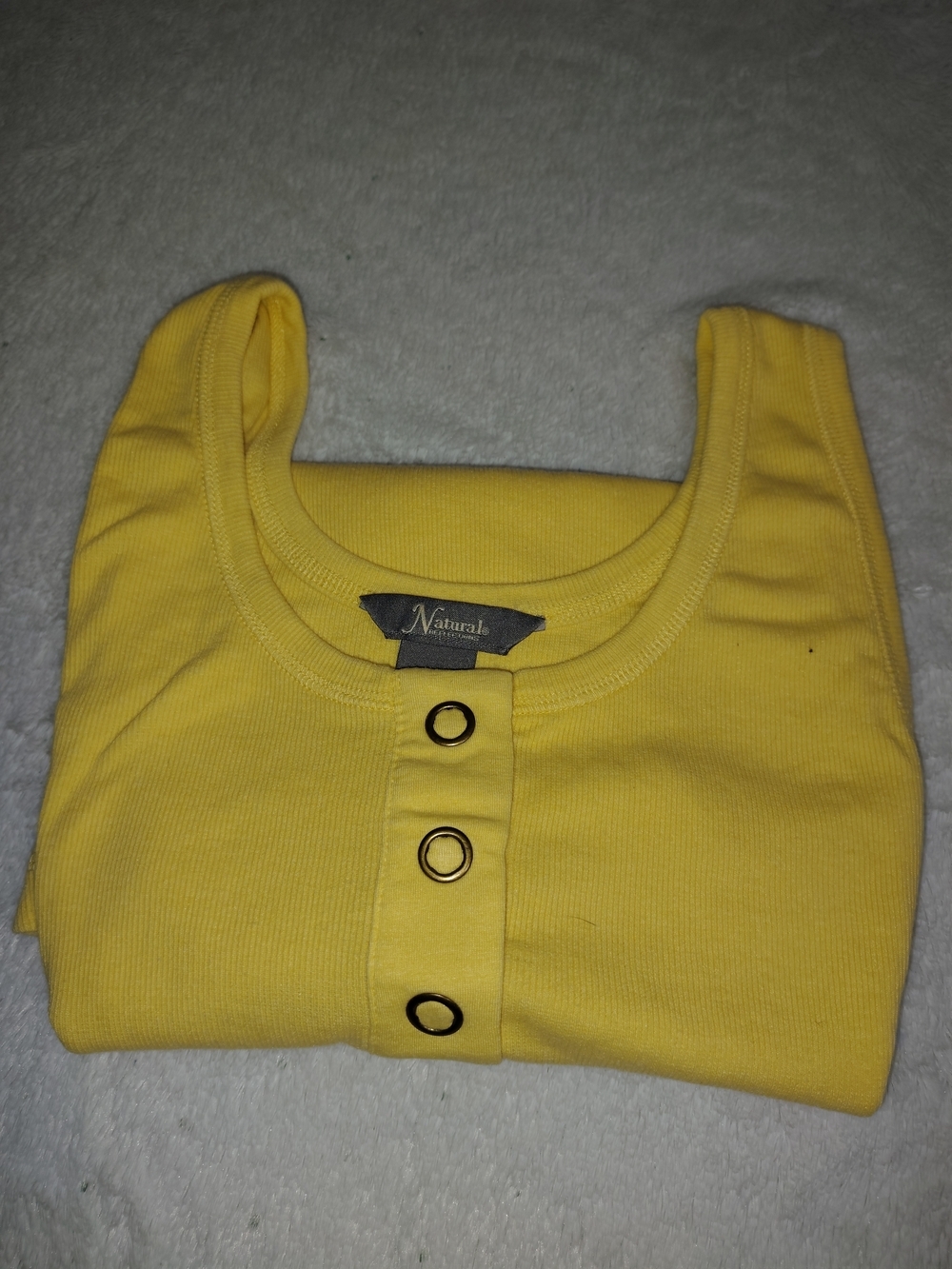 Natural Reflections Yellow Ribbed Tank with Button Placket - Picture 4 of 4